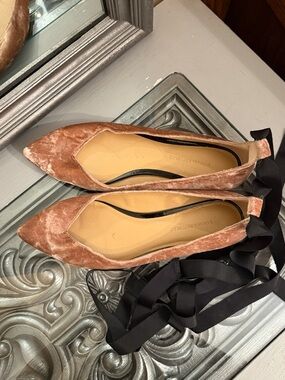 Banana Republic 8 Velvet Tie-Ankle Ballet Flats Women